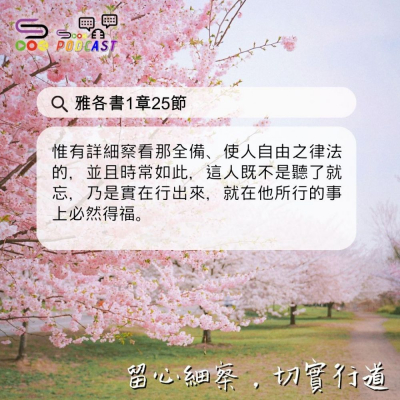 Soooradio 基督教廣播電台 每日 靜．聽．想 2024（100） -雅各書1章25節